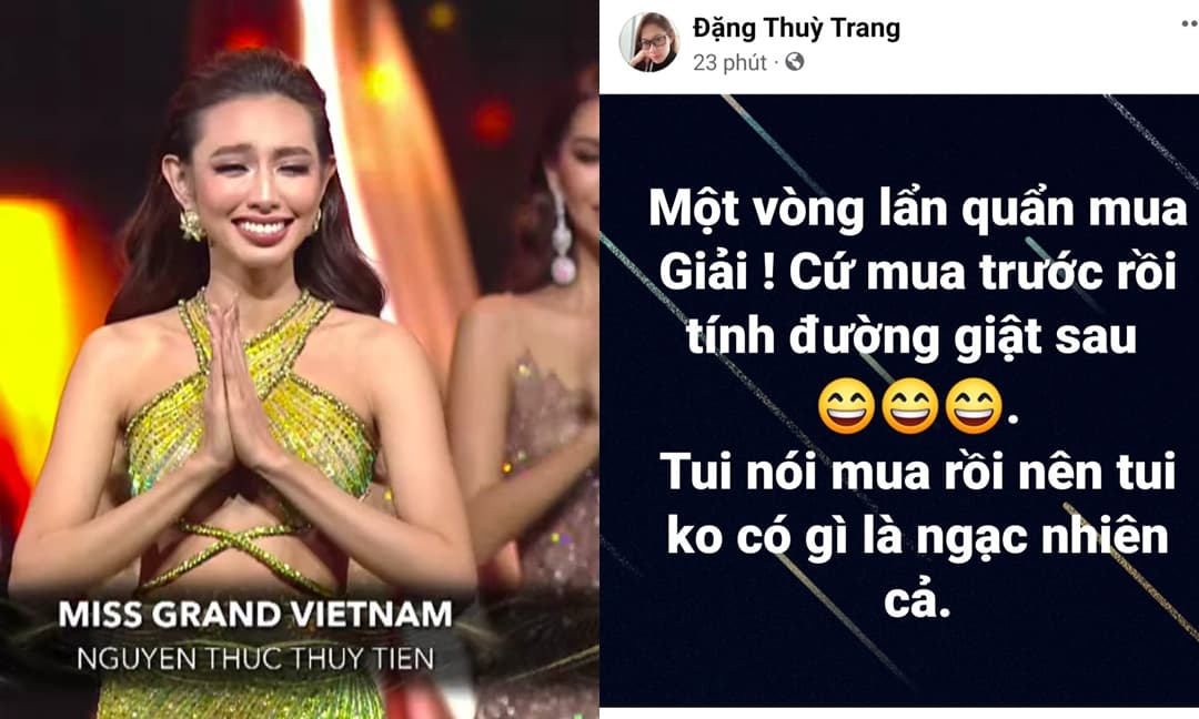 Sau khi Thùy Tiên chính thức lọt Top 5 Miss Grand International, chị gái Hoa hậu Đặng Thu Thảo lại đăng bài tố cô mua giải