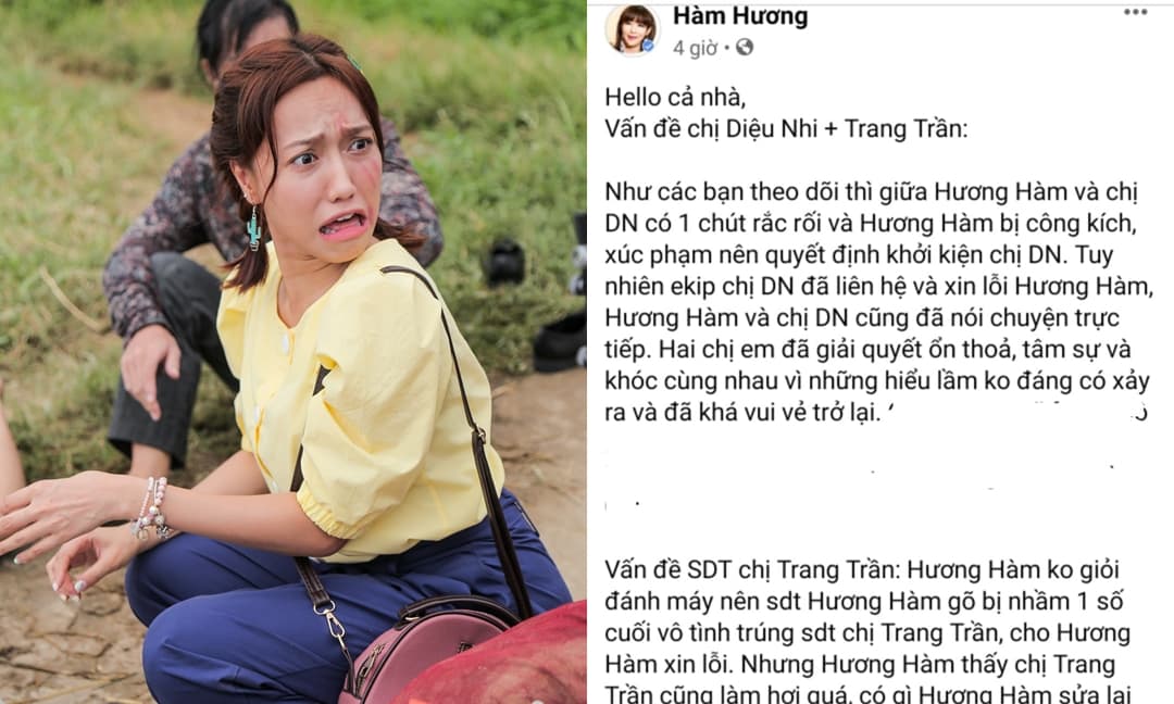 Hàm Hương bất ngờ tiết lộ Diệu Nhi đã chính thức liên lạc để xin lỗi và làm lành với cô sau khi bị dọa kiện